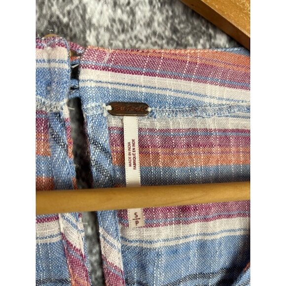 Free People Dress Womens Small Summer Night Striped Pockets Babydoll Mini Boho - Picture 5 of 16